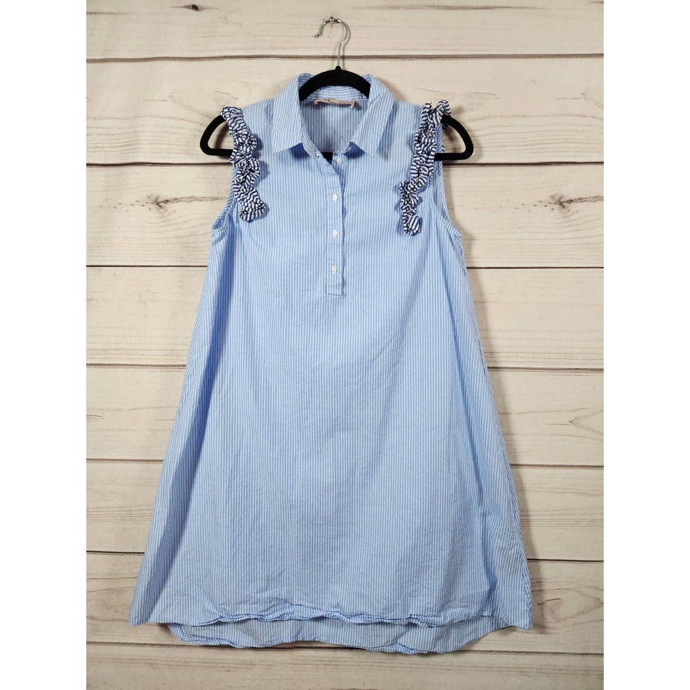 Philosophy‎ Womens Dress Shift Striped Button Front Sleeveless Blue White S